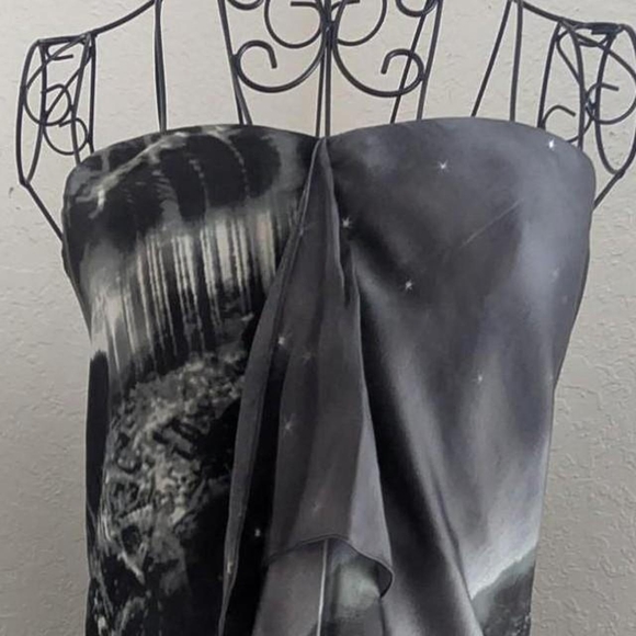 BCBGMaxAzria Strapless Black and Gray Abstract Print Dress - Picture 8 of 8